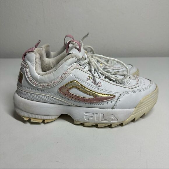 Fila Disruptor II Premium 3FM0069-140 Women's White Leather Sneakers Size 5 - Picture 1 of 10